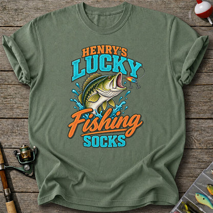 Henry's Lucky Fishing Socks Jumping Bass Graphic T-Shirt