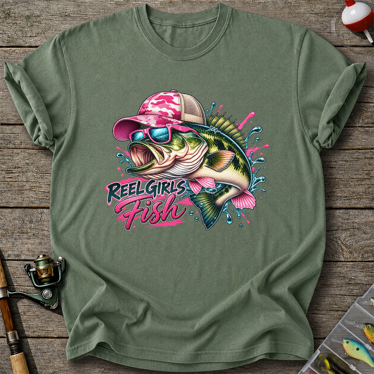 Reel Girls Fish Pink Largemouth Bass Fishing T-Shirt