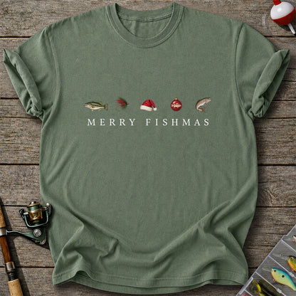 Christmas Fish Icons Fishing Graphic T-Shirt