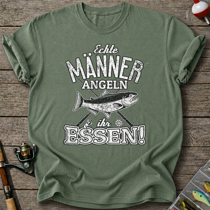 Echte Männer Angeln Ihr Essen Funny Fishing T-Shirt