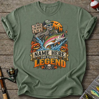 The Man The Myth The Fishing Legend Name Here Halloween Skeleton Rainbow Trout T-Shirt