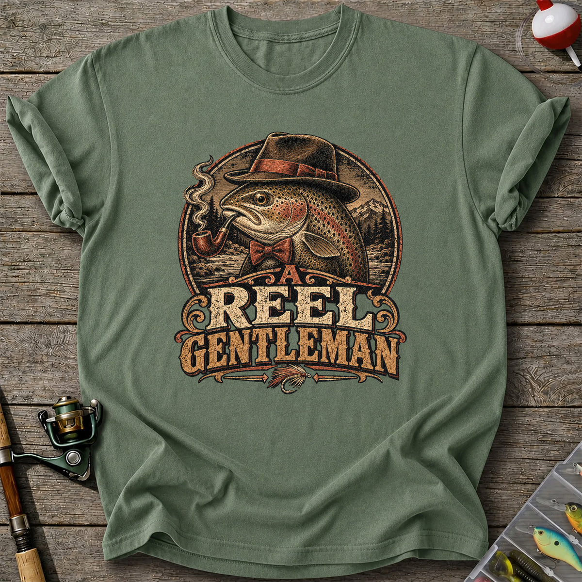 A Reel Gentleman Trout Fishing Vintage Graphic T-Shirt