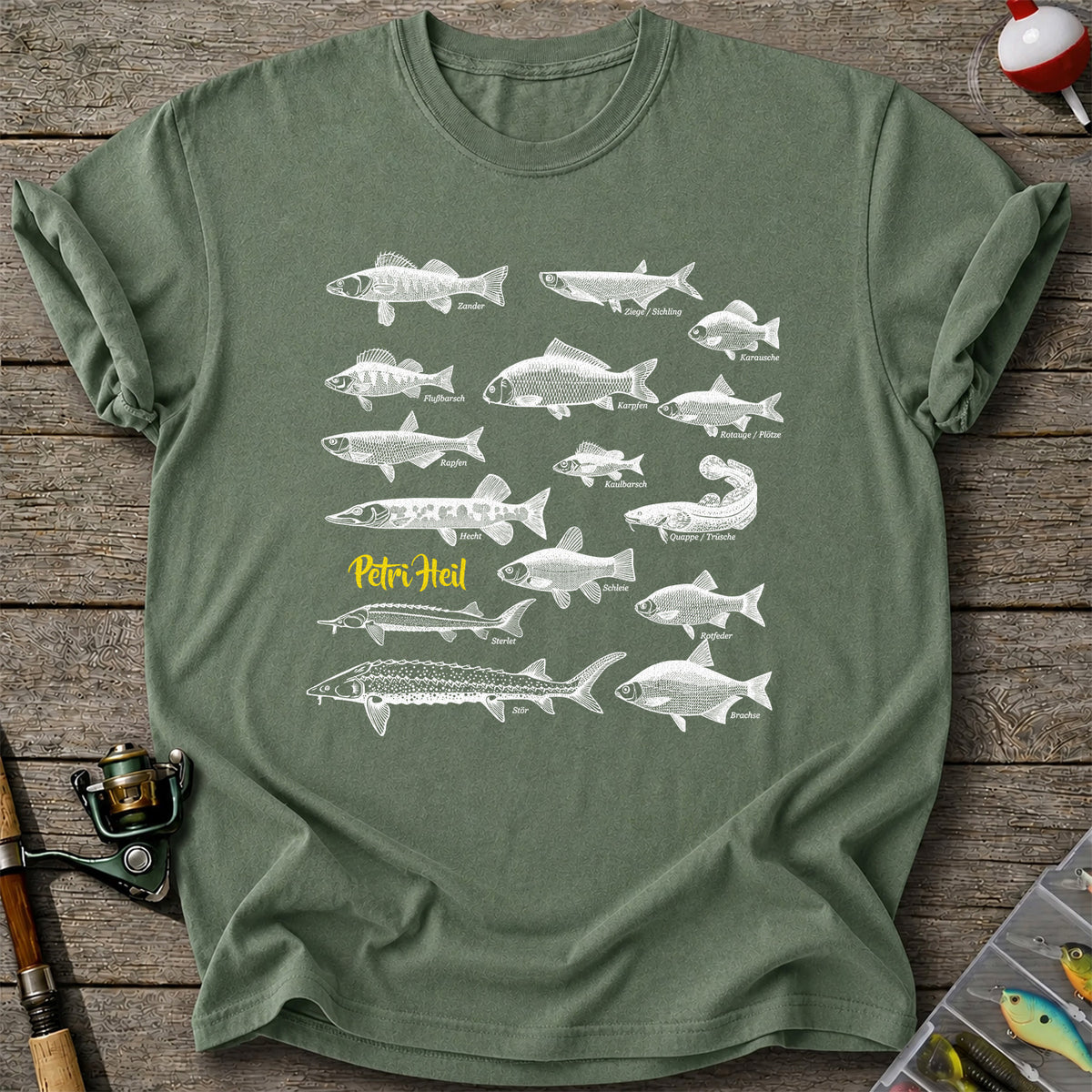 German Freshwater Fish Species Chart Fishing Graphic T-Shirt