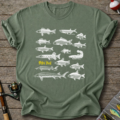 German Freshwater Fish Species Chart Fishing Graphic T-Shirt