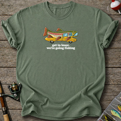 Get In Loser We're Going Fishing Rainbow Trout Camper T-Shirt