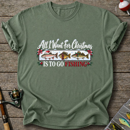 Christmas Freshwater Fish Fishing Graphic T-Shirt