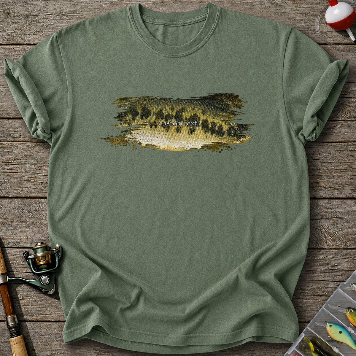 Custom Text Bass Fishing Graphic T-Shirt