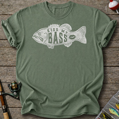 Kiss My Bass Funny Bass Fishing T Shirt for Men
