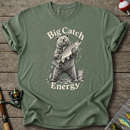 Big Catch Energy Bear and Trout Fishing T-Shirt
