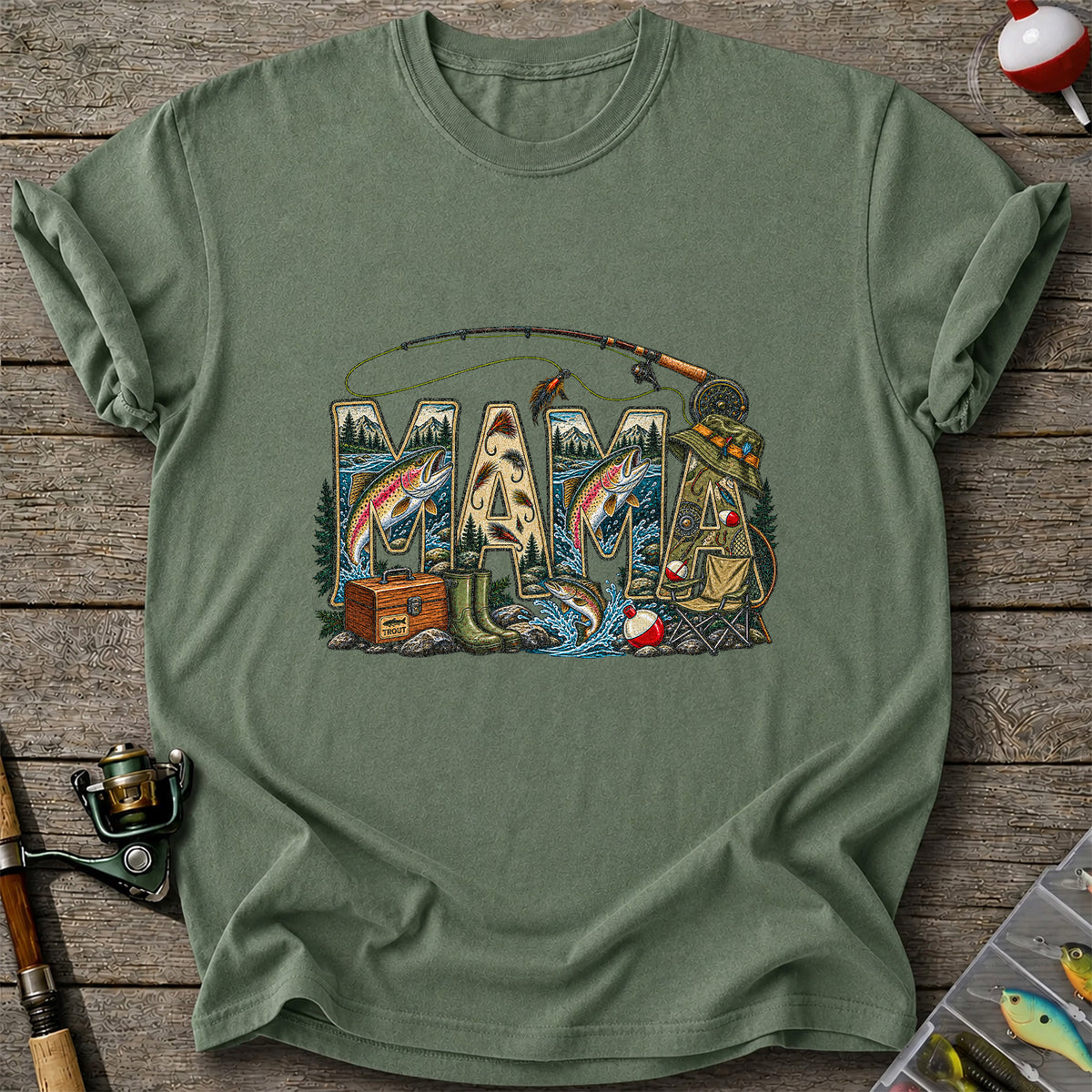 Mama Rainbow Trout Fly Fishing Vintage Graphic T-Shirt