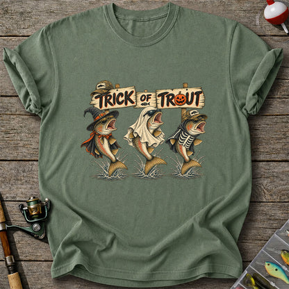 Trick or Trout Halloween Three Trout Fishing T-Shirt