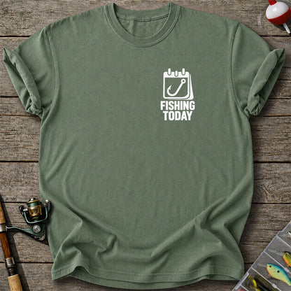 Fishing Today Calendar and Hook Minimalist Graphic T-Shirt