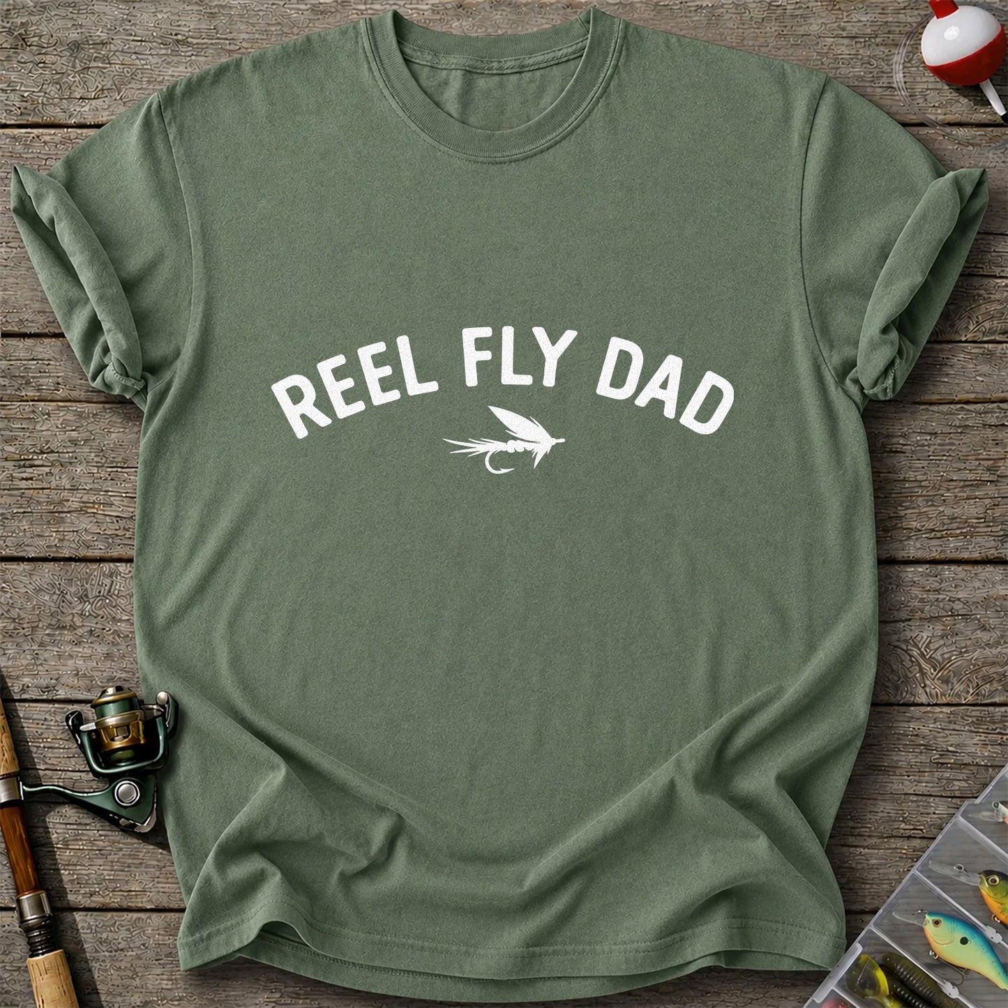 Reel Fly Dad Fly Fishing Lure Graphic T-Shirt