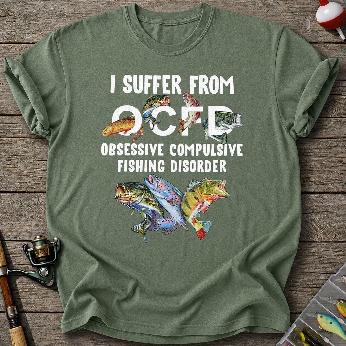 Fishing Obsession Colorful Fish Graphic T-Shirt