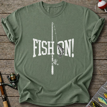 Fish On Trout and Fishing Rod Vintage Graphic T-Shirt