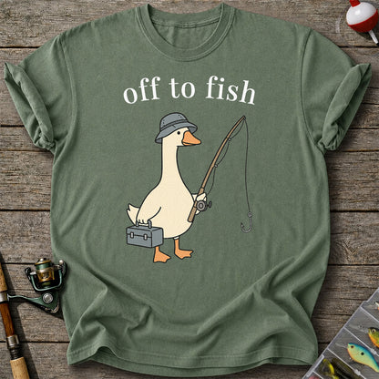 Off To Fish T-Shirt Funny Goose Fishing Shirt Vintage Angler Tee