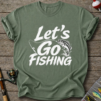 Let's Go Fishing with Jumping Bass Graphic T-Shirt