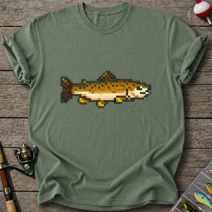 Pixel Art Trout Fishing T-Shirt Retro Fishing Tee