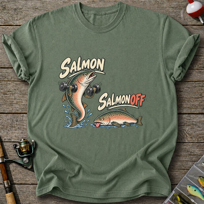 Salmon Salmon Off Funny Weightlifting Fish Fishing T-Shirt