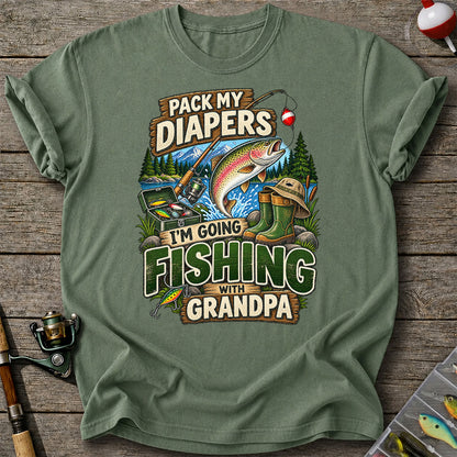 Pack My Diapers I'm Going Fishing With Grandpa Rainbow Trout T-Shirt