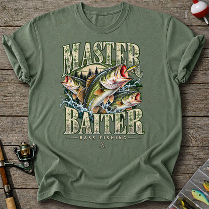 Master Baiter Bass Fishing Funny Vintage Graphic T-Shirt