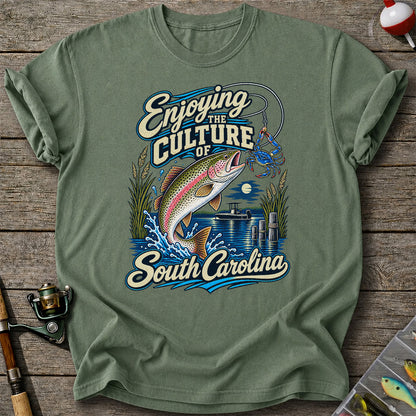 Enjoying the Culture of South Carolina Trout and Crab Fishing T-Shirt