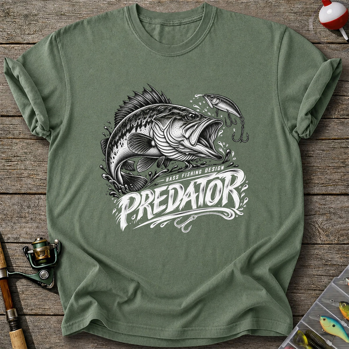 Predator Bass Fishing Design Largemouth Bass Graphic T-Shirt