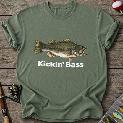Kickin' Bass Largemouth Bass Funny Fishing Graphic T-Shirt