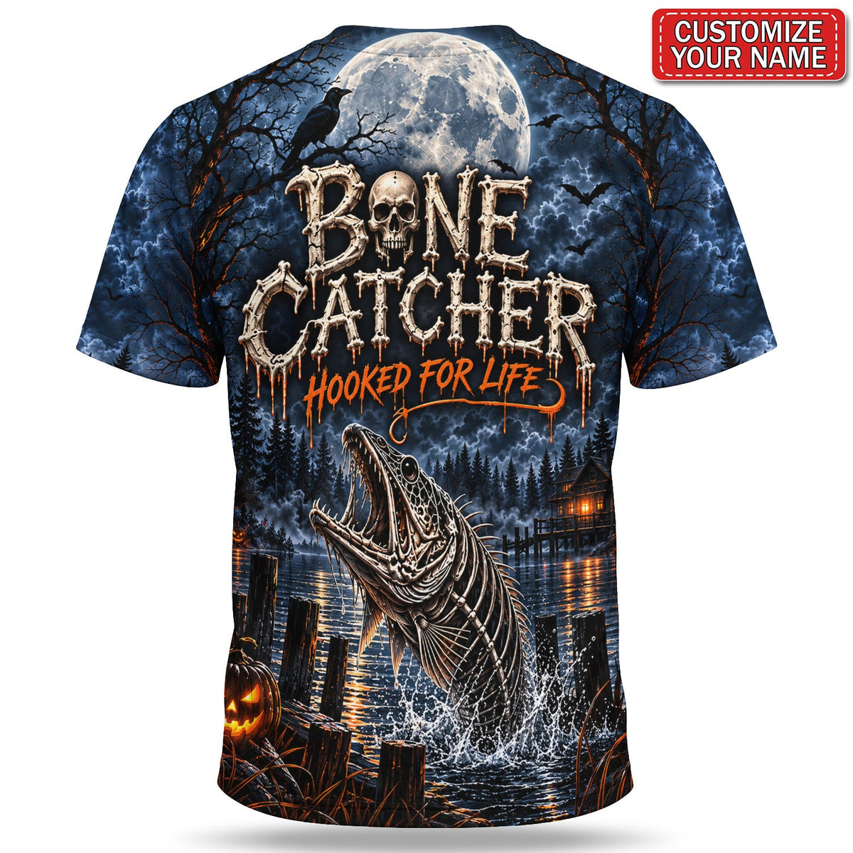 Personalized Where the Dead Go to Fish Skeleton Fishing 3D T-Shirt