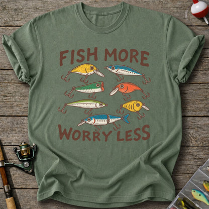 Colorful Fishing Lures and Hooks Graphic T-Shirt