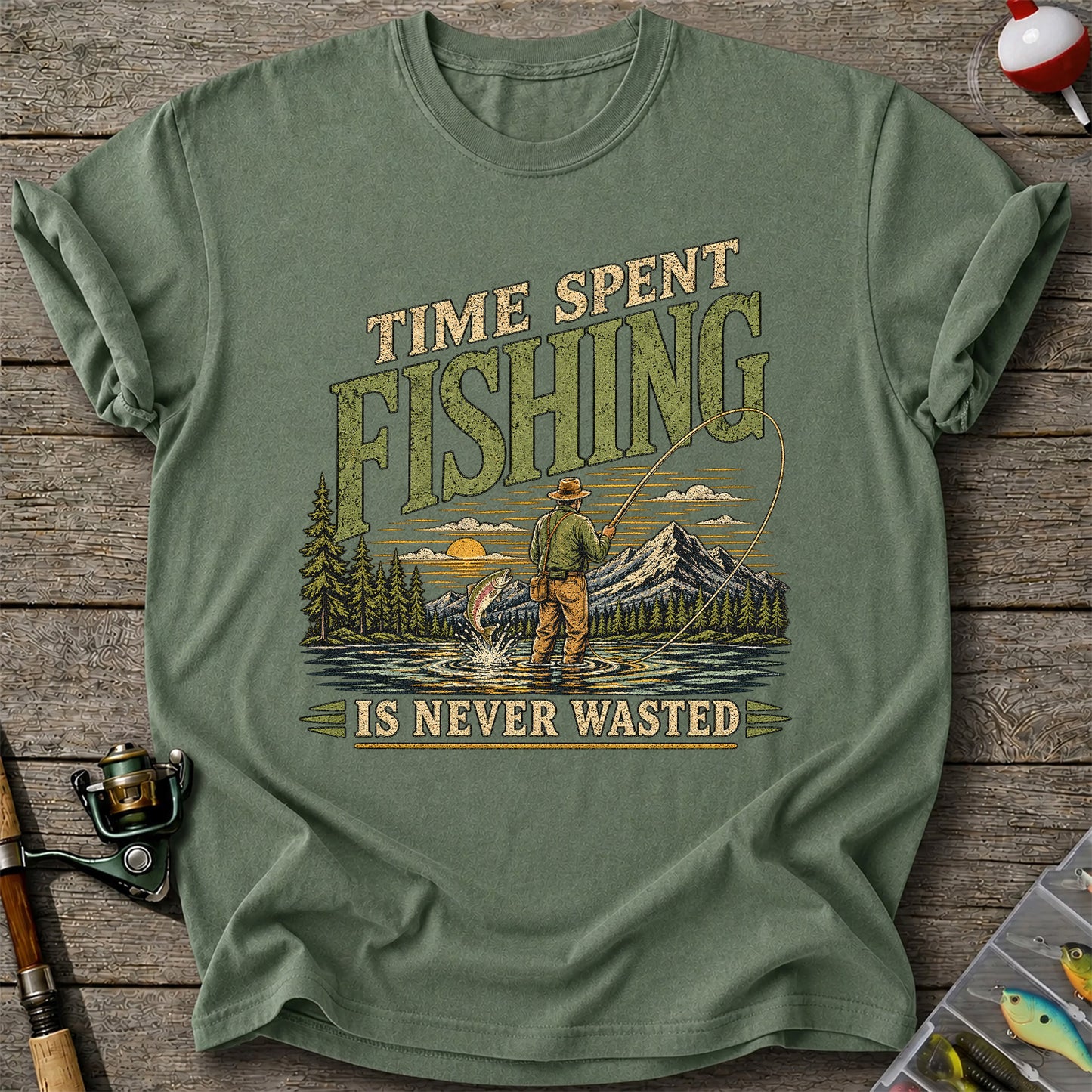 Time Spent Fishing Is Never Wasted Fly Fishing T-Shirt