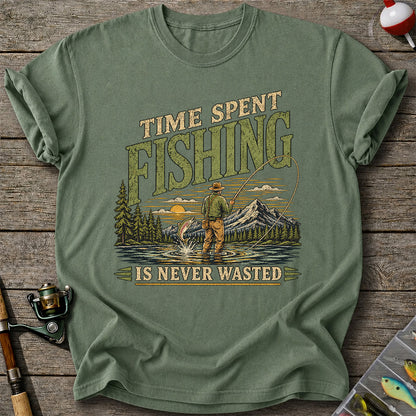 Time Spent Fishing Is Never Wasted Fly Fishing T-Shirt