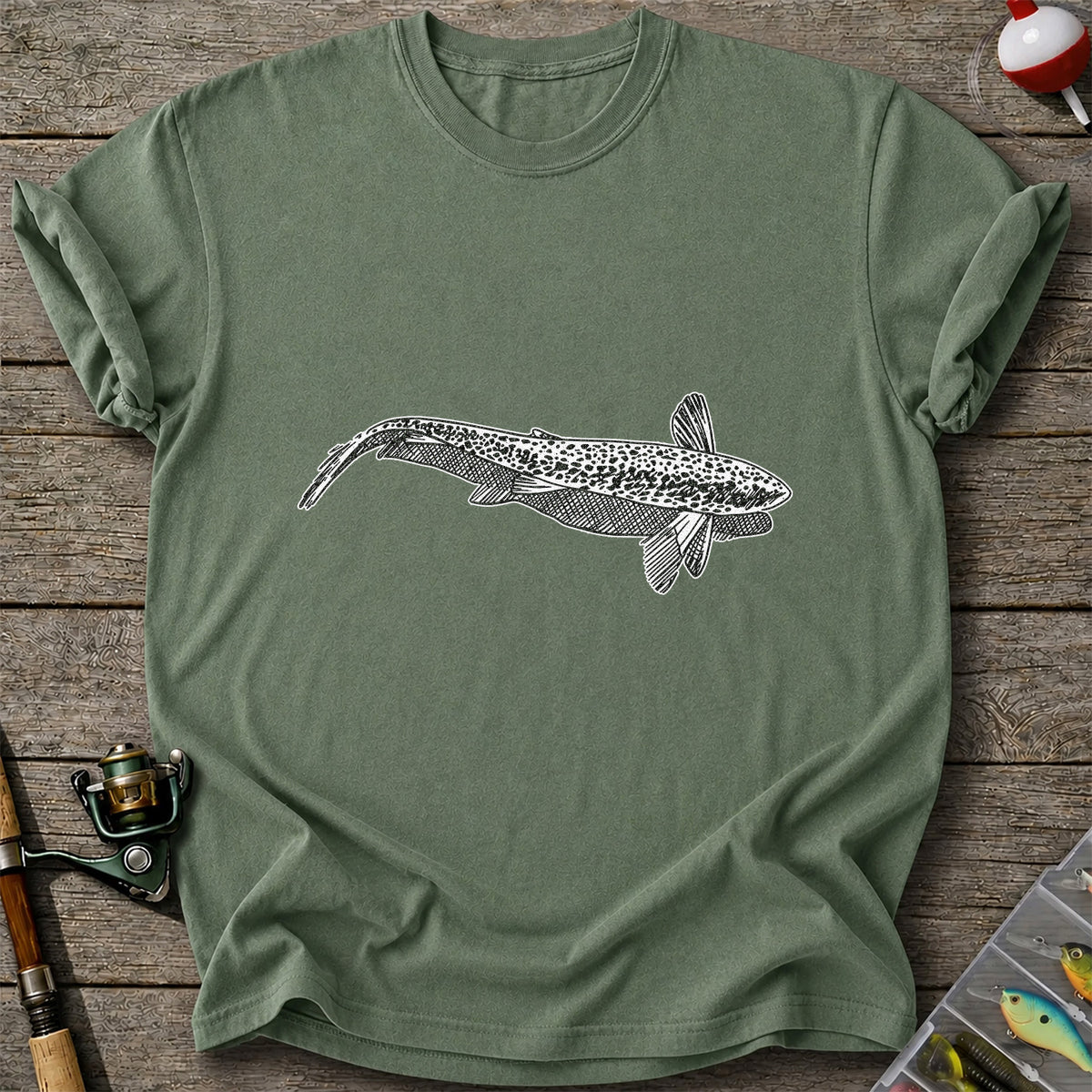 Burbot Fish Minimalist Line Art Fishing Graphic T-Shirt
