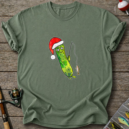 Santa Hat Cucumber Fishing for Trout Graphic T-Shirt