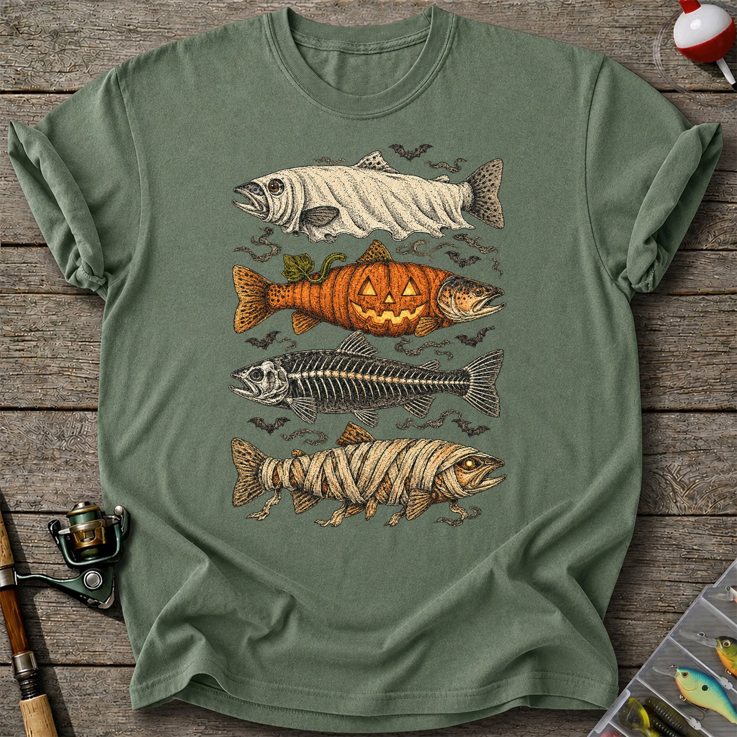 Vintage Halloween Fishing Shirt, Halloween Trout T-Shirt