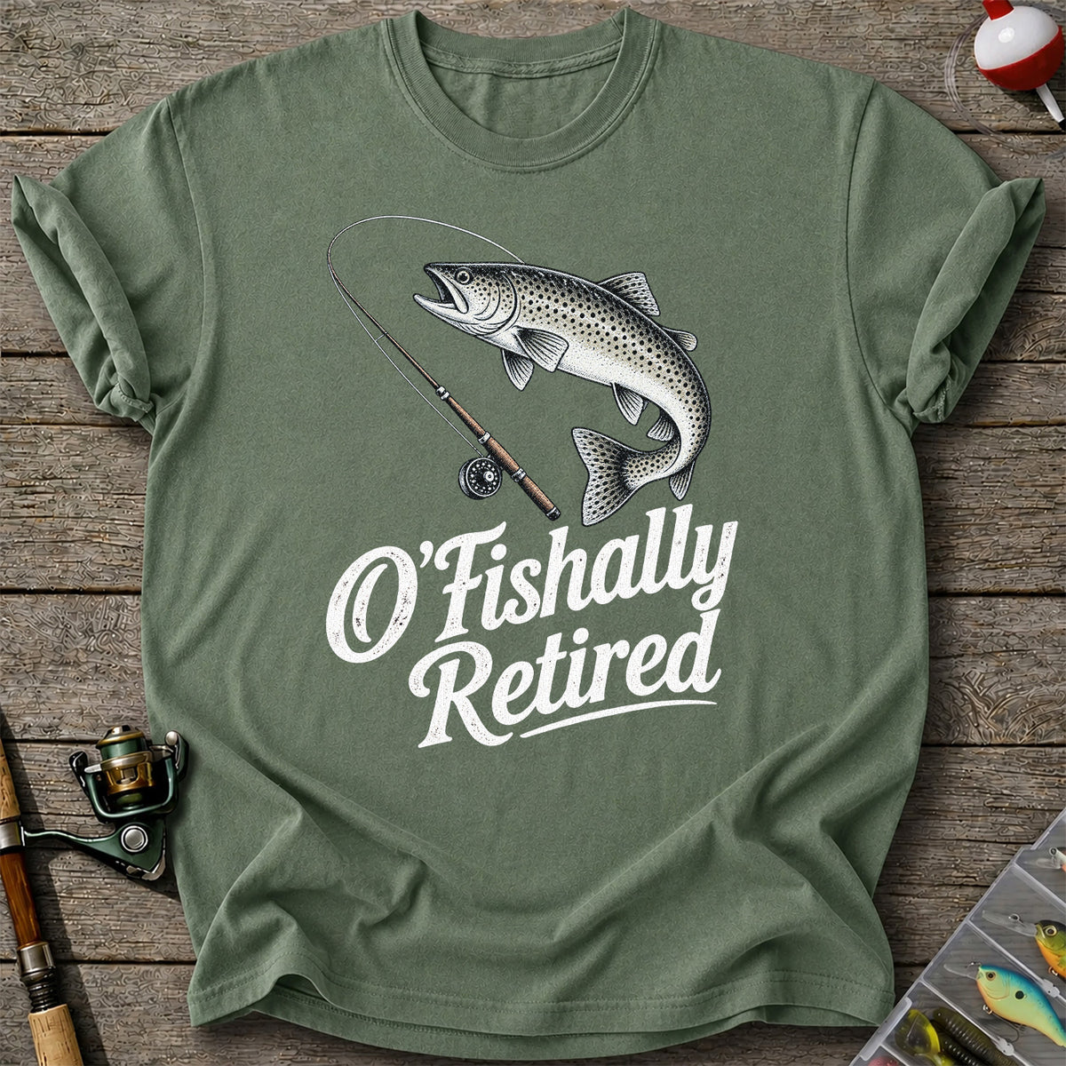Retired Trout Fishing Rod Graphic T-Shirt