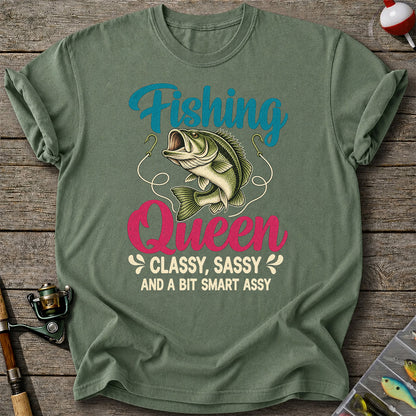 Fishing Queen Bass Funny Fishing Graphic T-Shirt