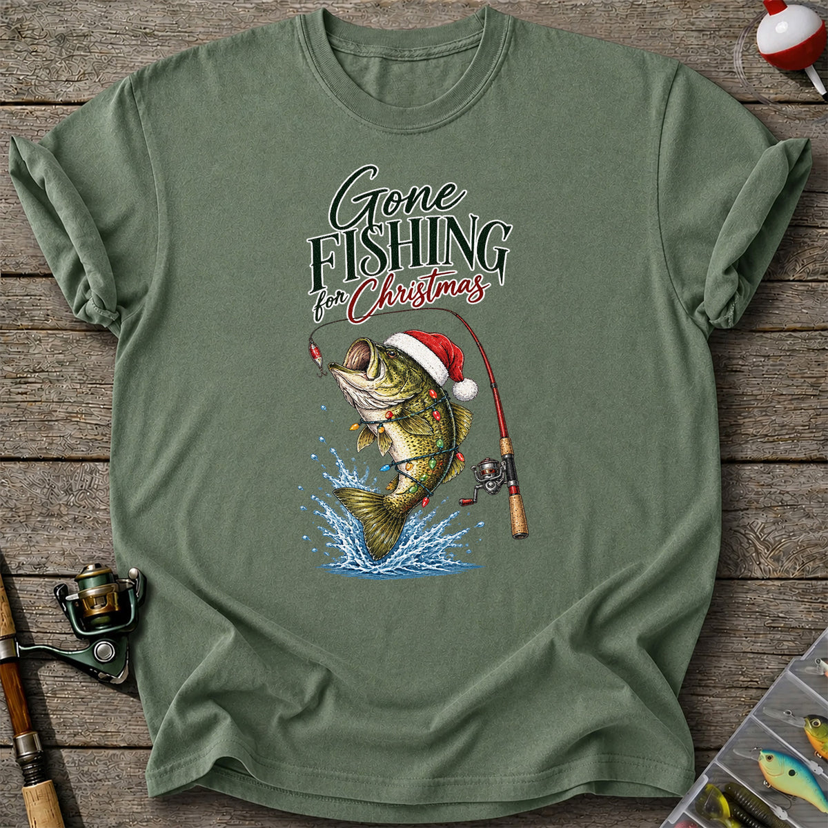 Gone Fishing for Christmas Bass Fishing Graphic T-Shirt