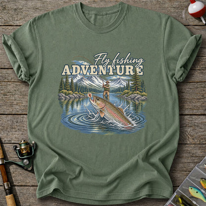 Fly Fishing Adventure Trout Mountain Lake Graphic T-Shirt