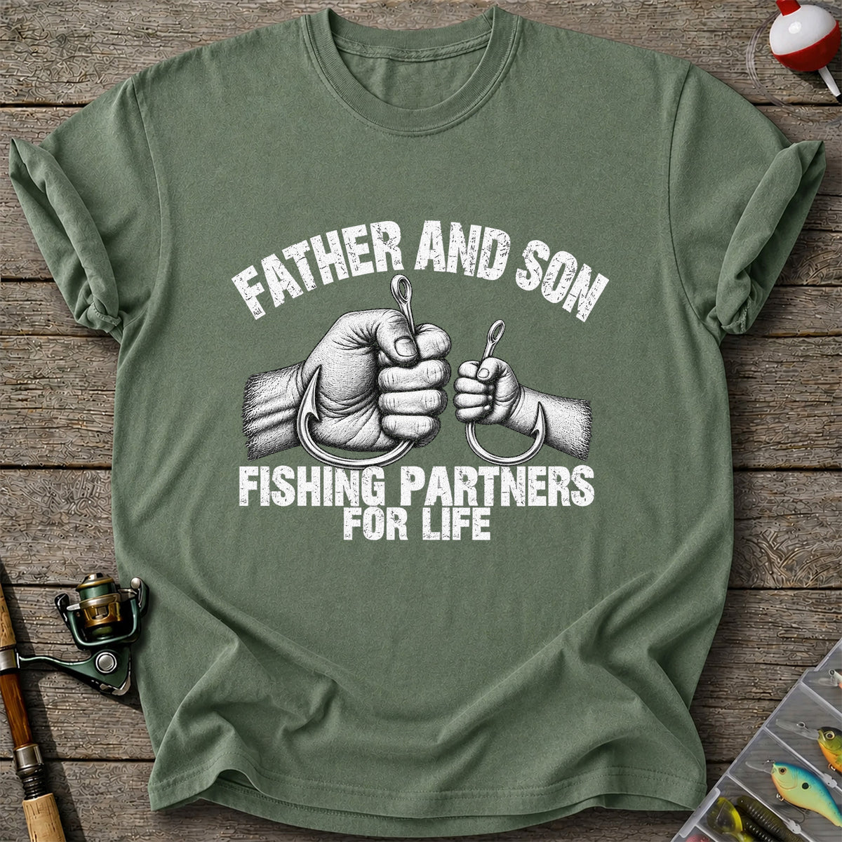Father and Son Fishing Partners for Life Graphic T-Shirt