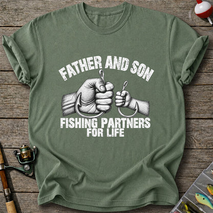 Father and Son Fishing Partners for Life Graphic T-Shirt