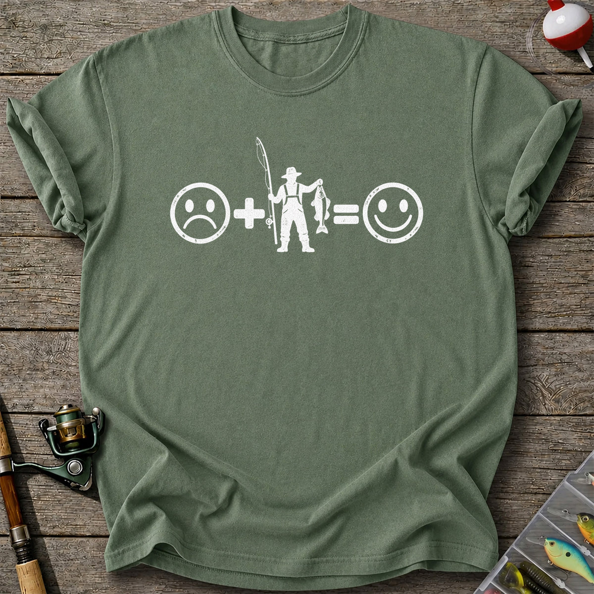 Fishing Turns Sad Face Into Happy Face Graphic T-Shirt