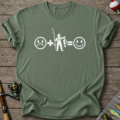 Fishing Turns Sad Face Into Happy Face Graphic T-Shirt