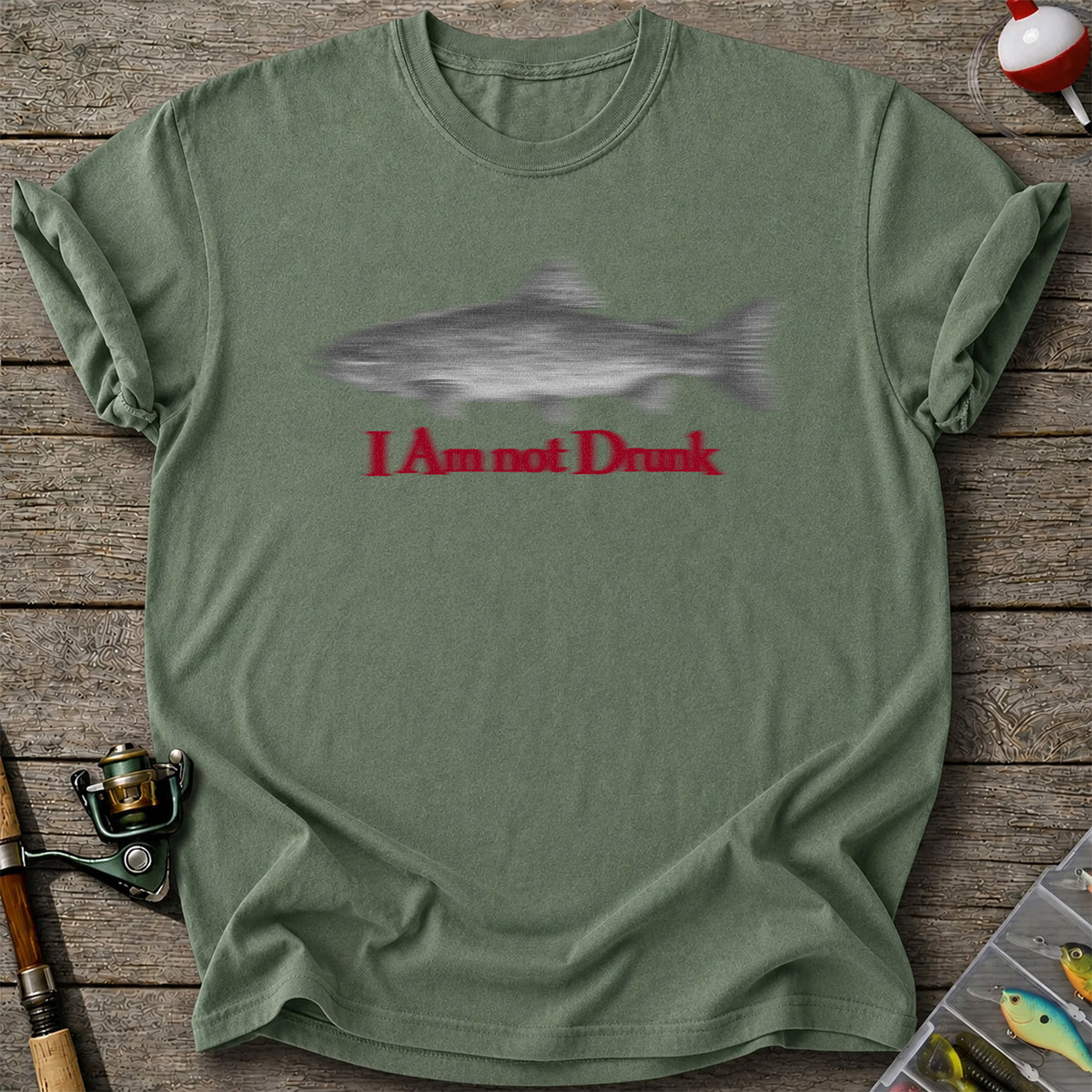 I Am Not Drunk Funny Blurry Trout Fishing Graphic T-Shirt