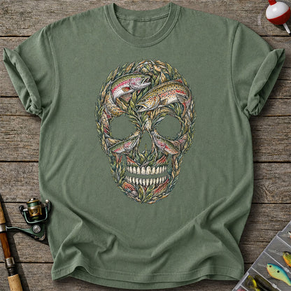 Rainbow and Brown Trout Skull Fishing Graphic T-Shirt
