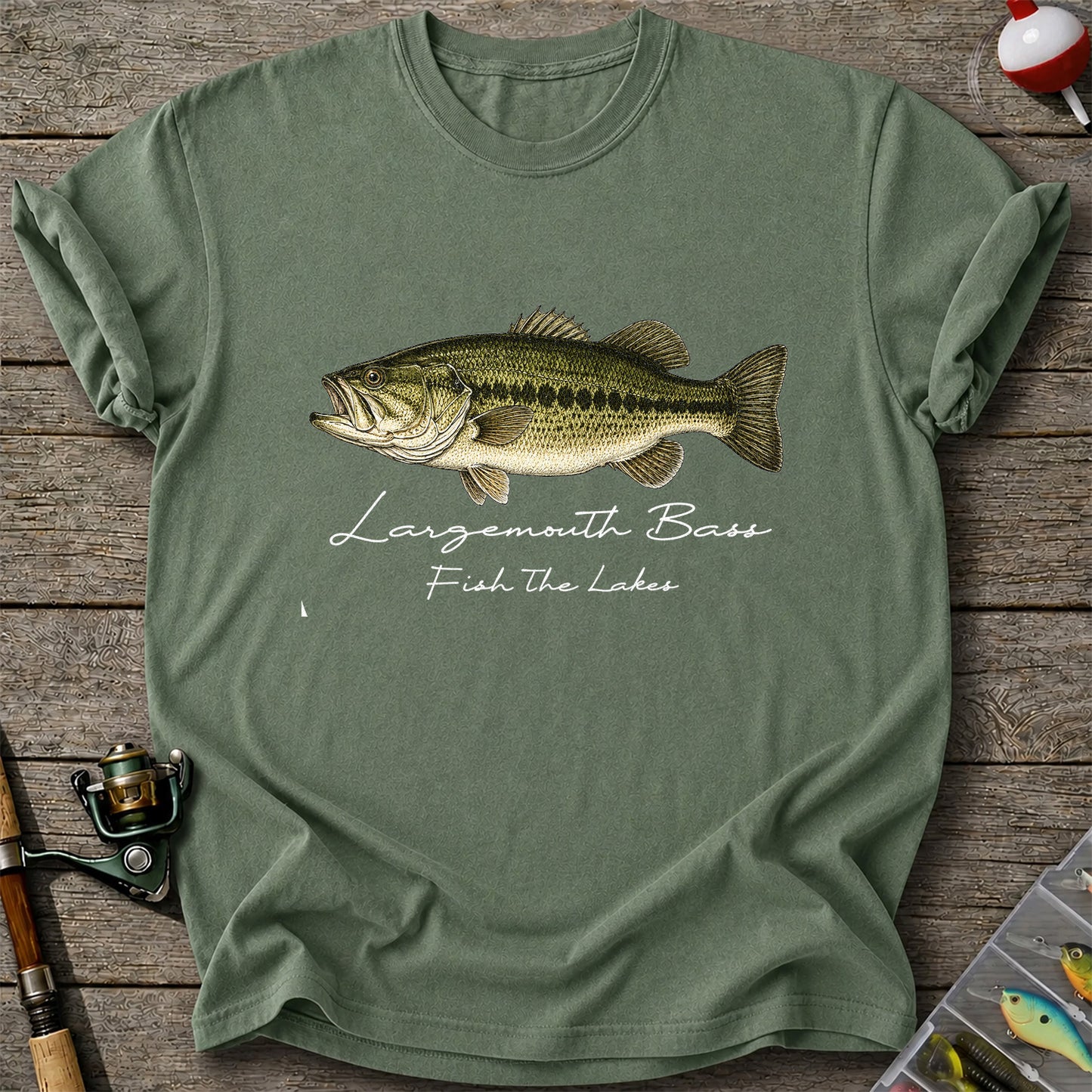 Largemouth Bass Fishing T-Shirt Fish The Lakes Vintage Bass Angler Tee