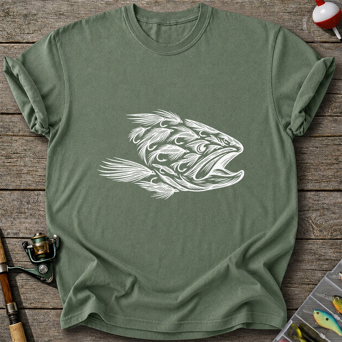 Fly Fishing Fish Design Graphic T-Shirt