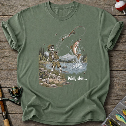 Funny Fishing Skeleton T-Shirt, Trout Fishing Tee