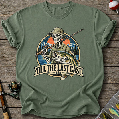 Till the Last Cast Skeleton Bass Fishing T-Shirt