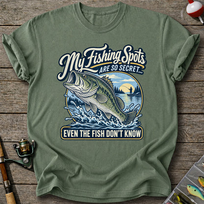 Secret Fishing Spots Largemouth Bass Graphic T-Shirt